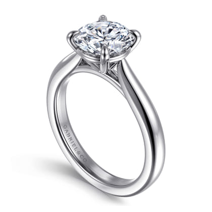 Bena - 14K White Gold Round Solitaire Diamond Engagement Ring