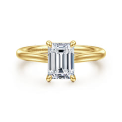 Bena - 14K Yellow Gold Emerald Cut Solitaire Diamond Engagement Ring