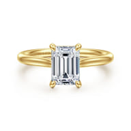 Bena - 14K Yellow Gold Emerald Cut Solitaire Diamond Engagement Ring