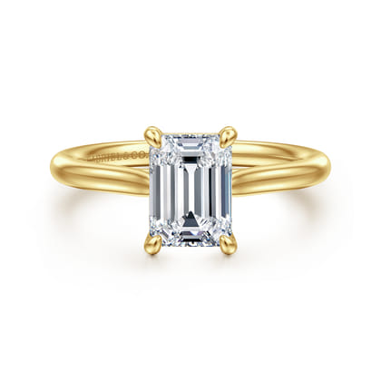 Bena - 14K Yellow Gold Emerald Cut Solitaire Diamond Engagement Ring