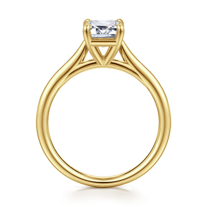 Bena - 14K Yellow Gold Emerald Cut Solitaire Diamond Engagement Ring