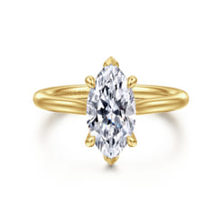 Bena - 14K Yellow Gold Marquise Shape Solitaire Diamond Engagement Ring