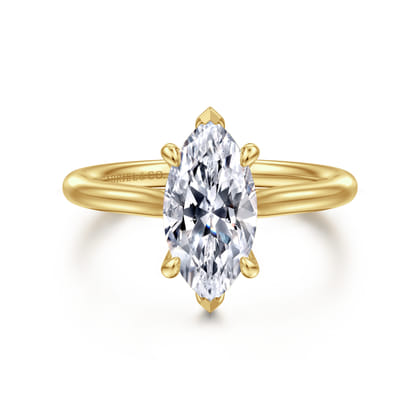 Bena - 14K Yellow Gold Marquise Shape Solitaire Diamond Engagement Ring
