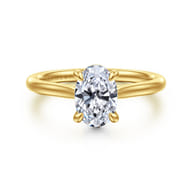 Bena - 14K Yellow Gold Oval Solitaire Diamond Engagement Ring