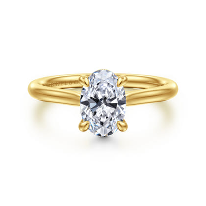 Bena - 14K Yellow Gold Oval Solitaire Diamond Engagement Ring
