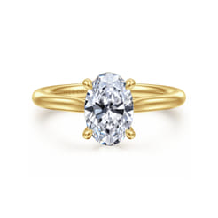 Bena - 14K Yellow Gold Oval Solitaire Diamond Engagement Ring