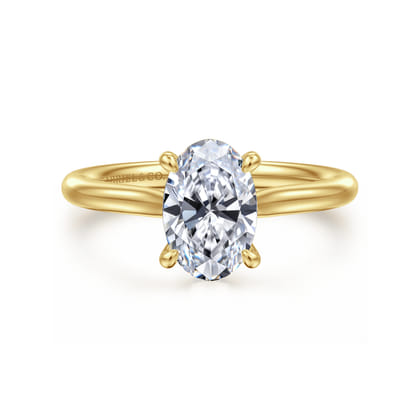 Bena - 14K Yellow Gold Oval Solitaire Diamond Engagement Ring