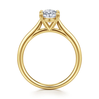 Bena - 14K Yellow Gold Oval Solitaire Diamond Engagement Ring