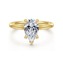 Bena - 14K Yellow Gold Pear Shape Solitaire Diamond Engagement Ring