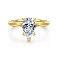 Bena - 14K Yellow Gold Pear Shape Solitaire Diamond Engagement Ring