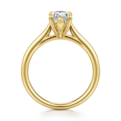 Bena - 14K Yellow Gold Pear Shape Solitaire Diamond Engagement Ring