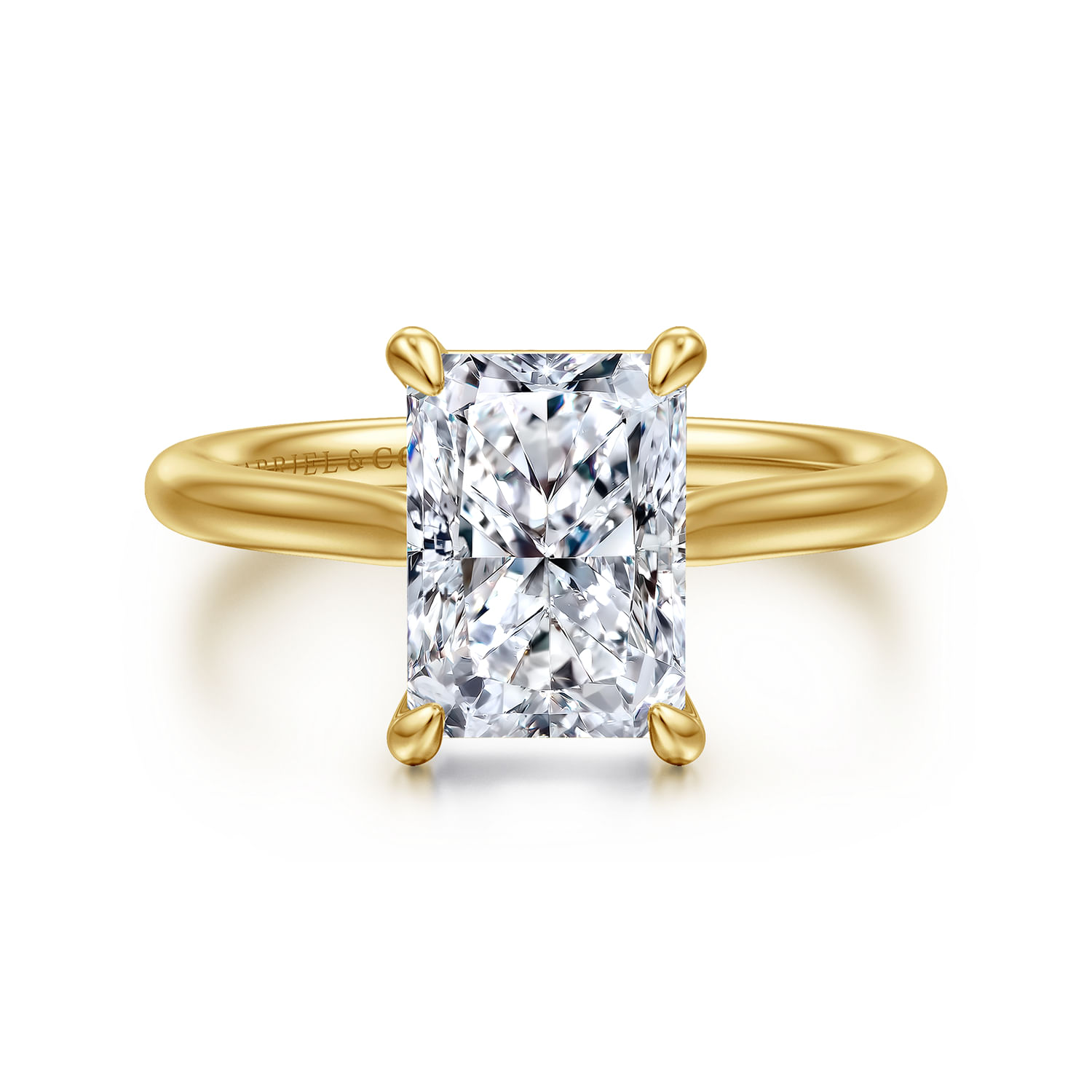 Bena - 14K Yellow Gold Radiant Cut Solitaire Diamond Engagement Ring