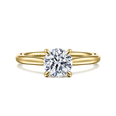 Bena - 14K Yellow Gold Round Solitaire Diamond Engagement Ring