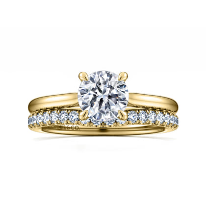 Bena - 14K Yellow Gold Round Solitaire Diamond Engagement Ring