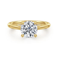 Bena - 14K Yellow Gold Round Solitaire Diamond Engagement Ring