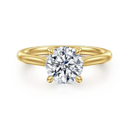 Bena - 14K Yellow Gold Round Solitaire Diamond Engagement Ring