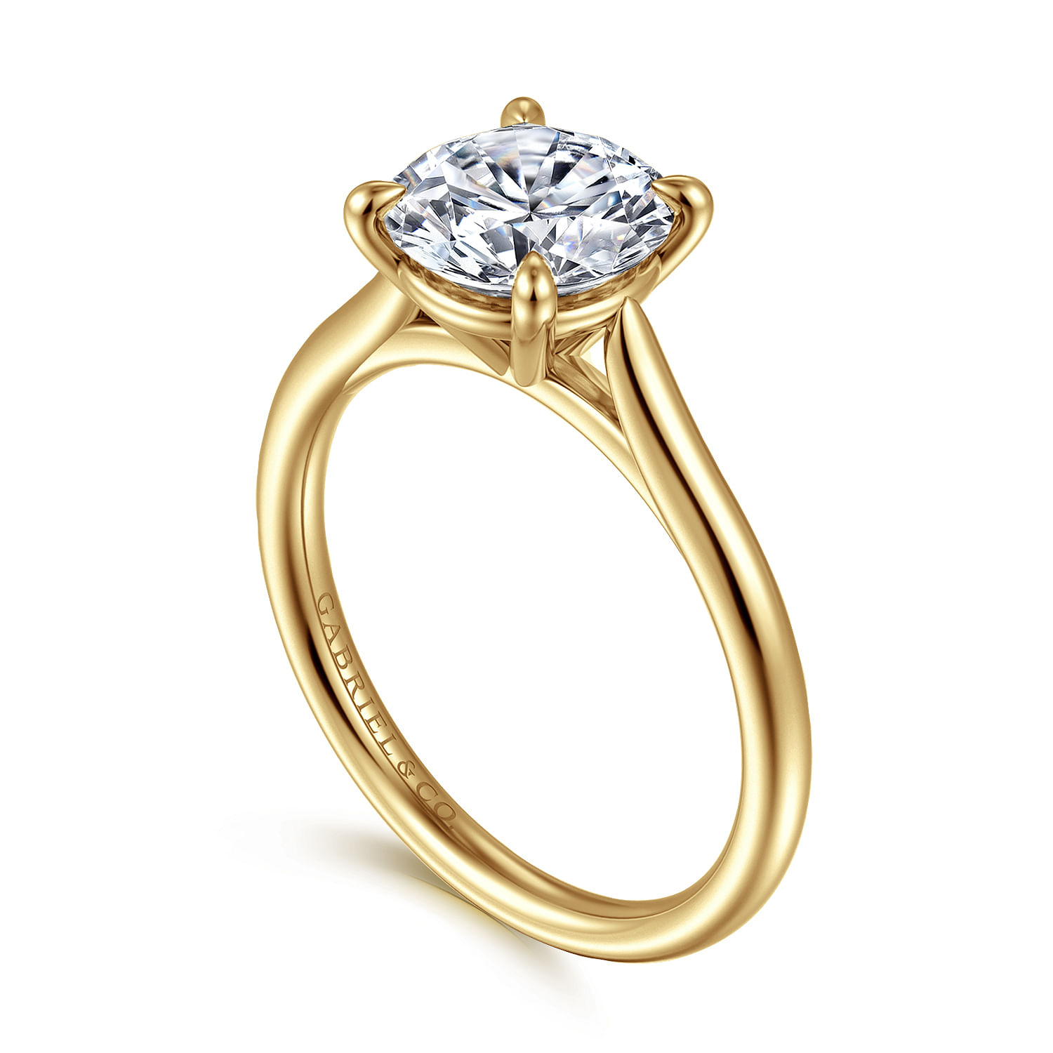 Bena - 14K Yellow Gold Round Solitaire Diamond Engagement Ring