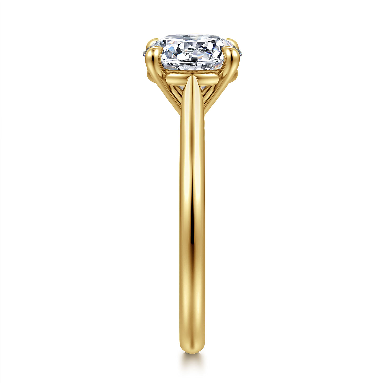 Bena - 14K Yellow Gold Round Solitaire Diamond Engagement Ring
