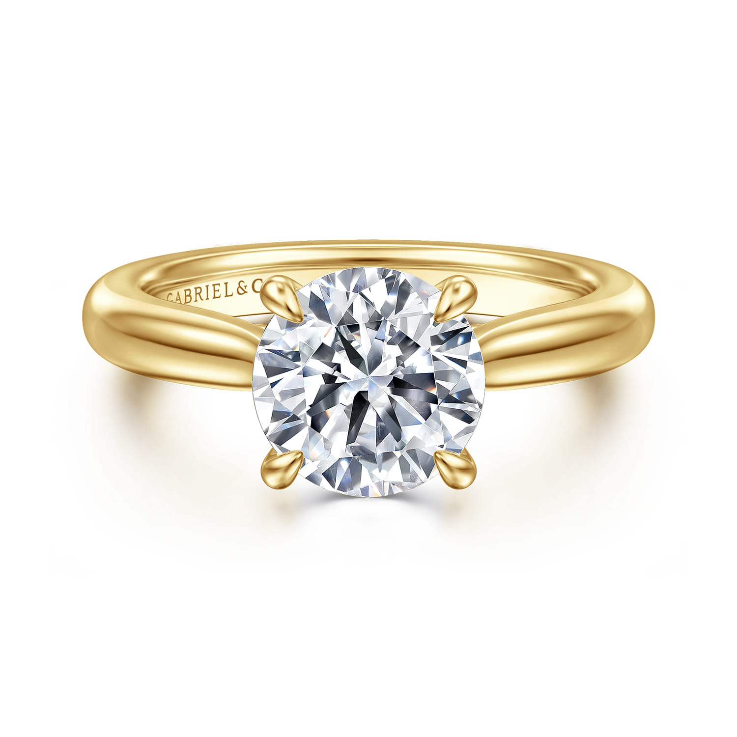 Bena - 14K Yellow Gold Round Solitaire Diamond Engagement Ring