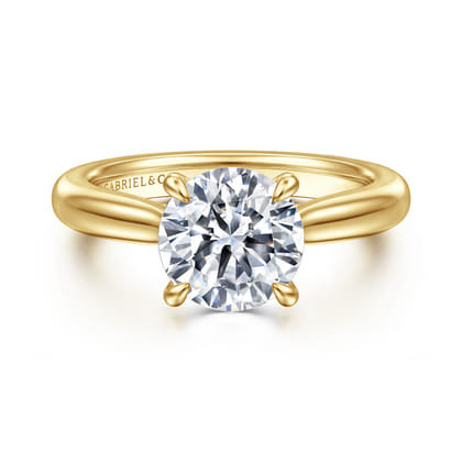 Bena - 14K Yellow Gold Round Solitaire Diamond Engagement Ring