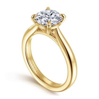 Bena - 14K Yellow Gold Round Solitaire Diamond Engagement Ring