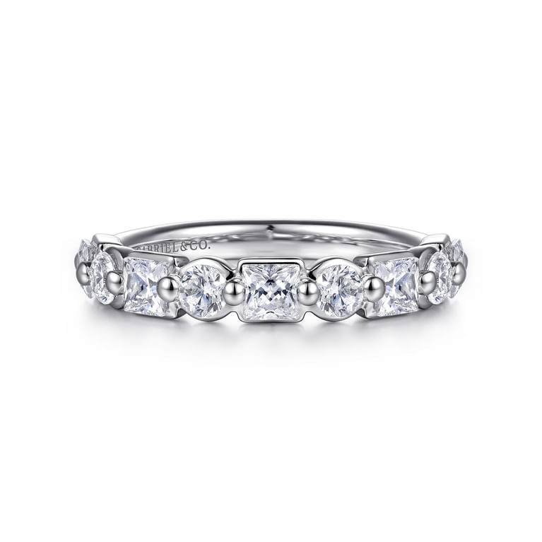 Fancy Wedding Ring in 14k White Gold with Princess Cut Natural Diamond at Gabriel & Co.