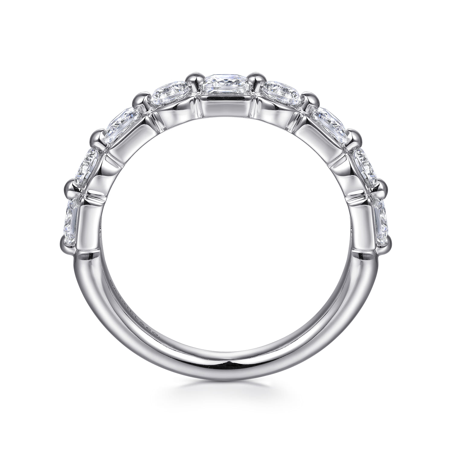 Fancy Wedding Ring in 14k White Gold with Princess Cut Natural Diamond at Gabriel & Co. - Shot 2