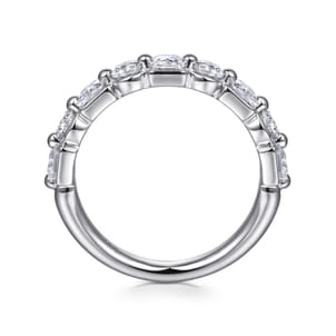 Benadetta - 14K White Gold Prong Princess Cut and Round Diamond Anniversary Band