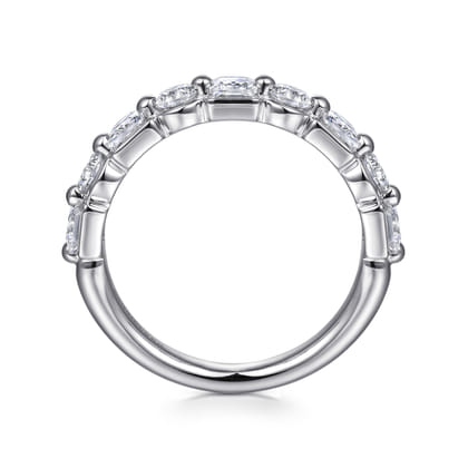 Benadetta - 14K White Gold Prong Princess Cut and Round Diamond Anniversary Band