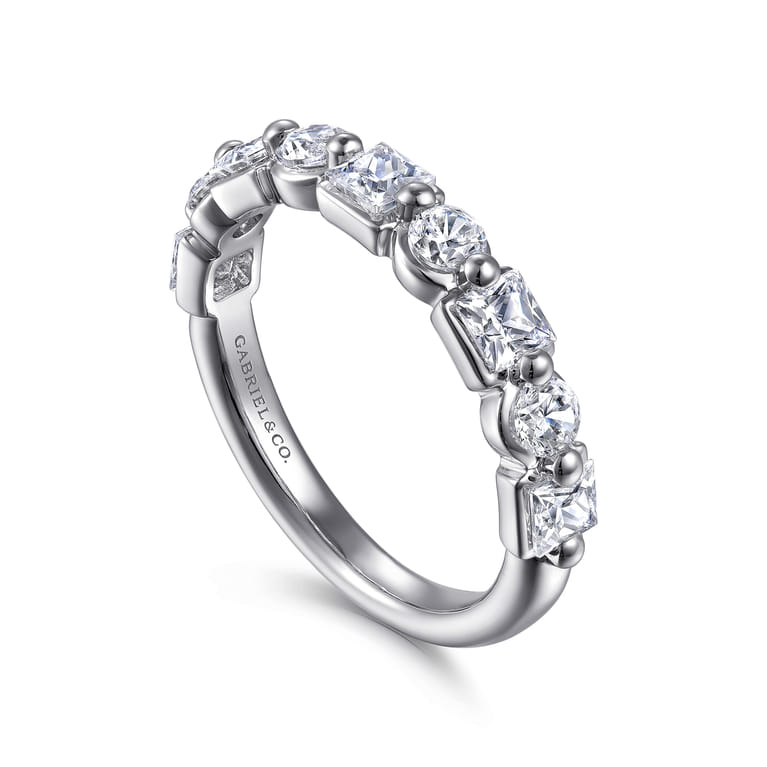 Fancy Wedding Ring in 14k White Gold with Princess Cut Natural Diamond at Gabriel & Co. - Shot 3