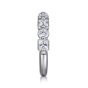 Benadetta - 14K White Gold Prong Princess Cut and Round Diamond Anniversary Band