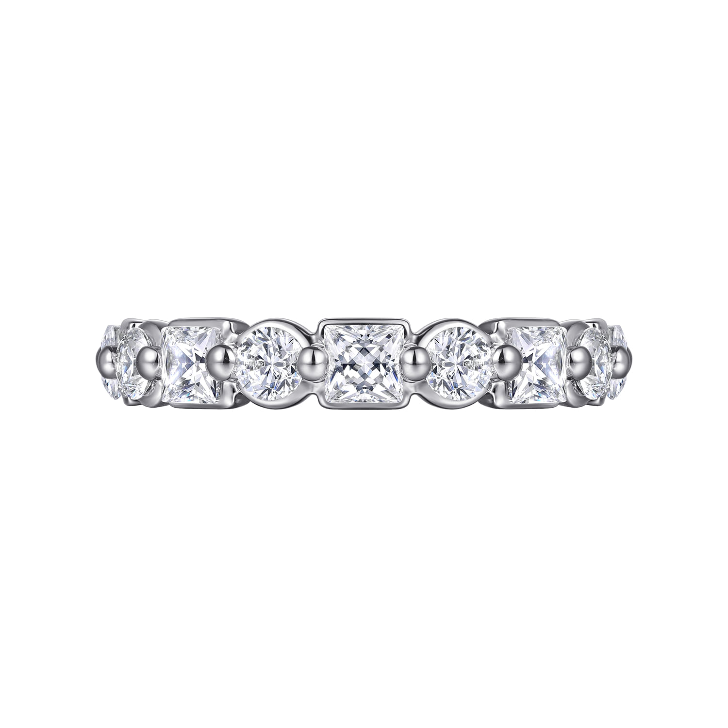 Fancy Wedding Ring in 14k White Gold with Princess Cut Natural Diamond at Gabriel & Co. - Shot 6