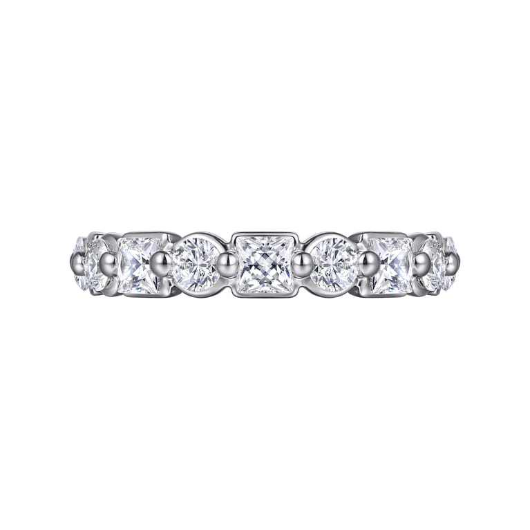 Fancy Wedding Ring in 14k White Gold with Princess Cut Natural Diamond at Gabriel & Co. - Shot 6