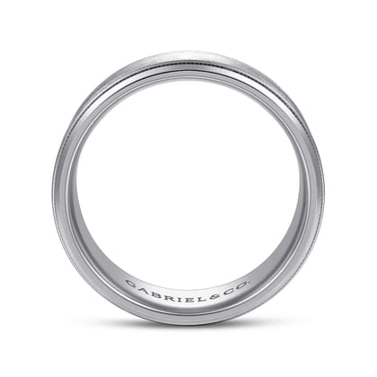 Benjamin - 14K White Gold 8mm - Beveled Edge Men's Wedding Band in Satin Finish