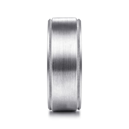 Benjamin - 14K White Gold 8mm - Beveled Edge Men's Wedding Band in Satin Finish