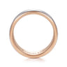 Benjamin - 14K White-Rose Gold 8mm - Two Tone Beveled Edge Men's Wedding Band in Satin Finish