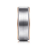 Benjamin - 14K White-Rose Gold 8mm - Two Tone Beveled Edge Men's Wedding Band in Satin Finish