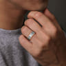Benjamin - 14K White-Rose Gold 8mm - Two Tone Beveled Edge Men's Wedding Band in Satin Finish