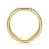 Benjamin - 14K White-Yellow Gold 8mm - Two Tone Beveled Edge Men's Wedding Band in Satin Finish