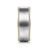 Benjamin - 14K White-Yellow Gold 8mm - Two Tone Beveled Edge Men's Wedding Band in Satin Finish
