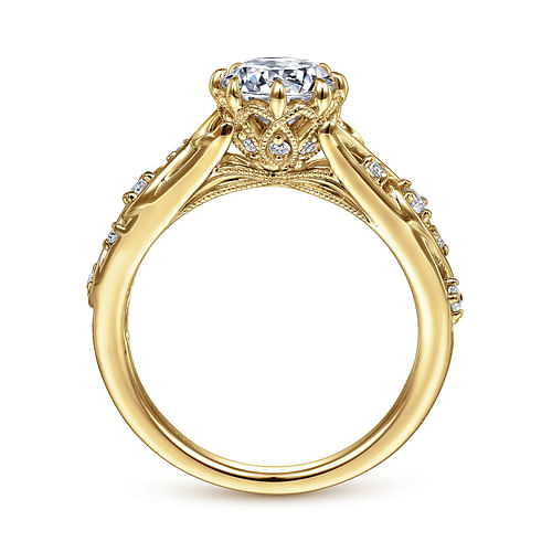 Bennett - 14K Yellow Gold Round Diamond Engagement Ring - 0.18 ct - Shot 2
