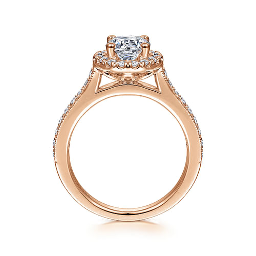 Bernadette - Vintage Inspired 14K Rose Gold Round Halo Diamond Engagement Ring - 0.44 ct - Shot 2