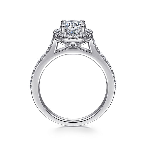 Bernadette - Vintage Inspired 14K White Gold Round Halo Diamond Engagement Ring - 0.44 ct - Shot 2