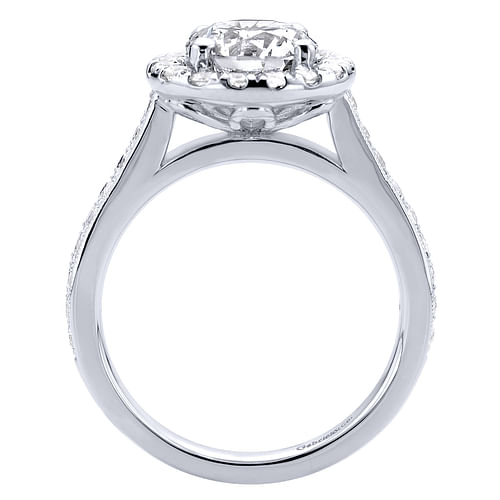 Bernadette - Vintage Inspired 14K White Gold Round Halo Diamond Engagement Ring - 0.63 ct - Shot 2