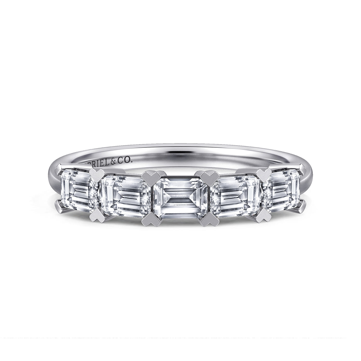 Straight Wedding Ring in 14k White Gold with  Natural Diamond at Gabriel & Co. - Shot 1