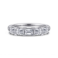 Berta - 14K White Gold Emerald Cut Diamond Anniversary Band