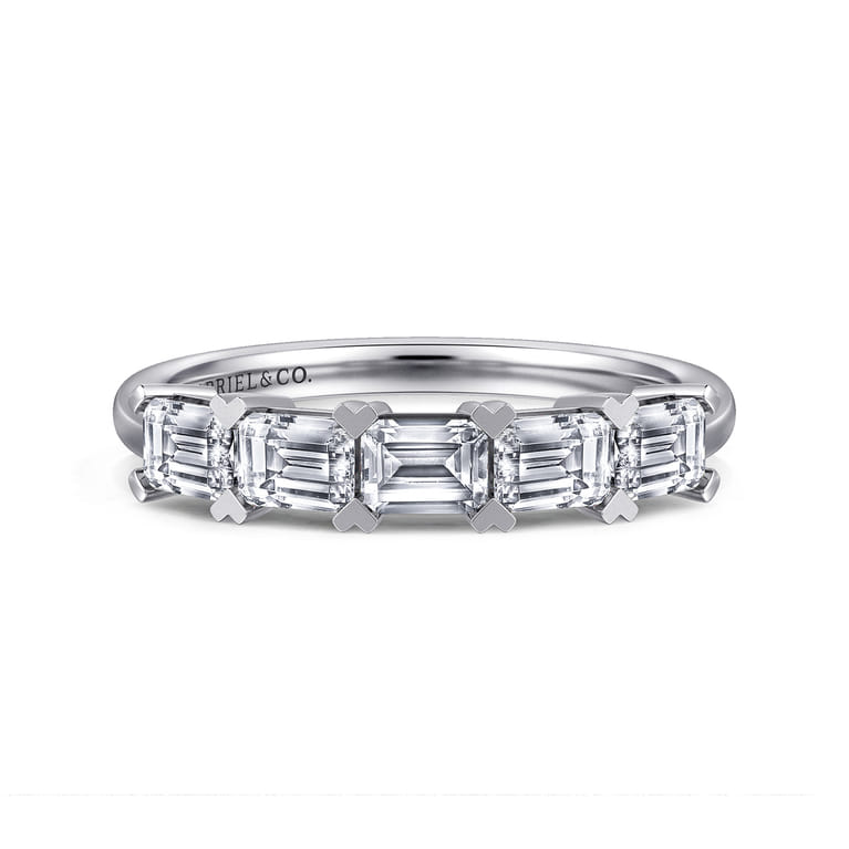 Straight Wedding Ring in 14k White Gold with  Natural Diamond at Gabriel & Co. - Shot 1