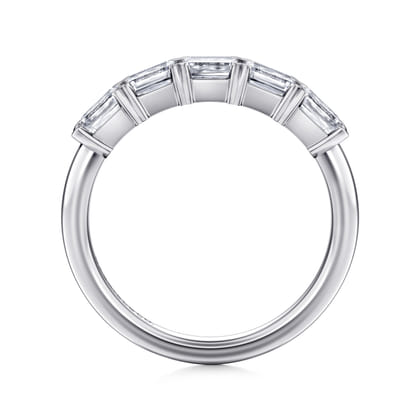 Berta - 14K White Gold Emerald Cut Diamond Anniversary Band