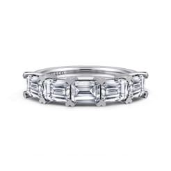 Berta - 14K White Gold Emerald Cut Diamond Anniversary Band