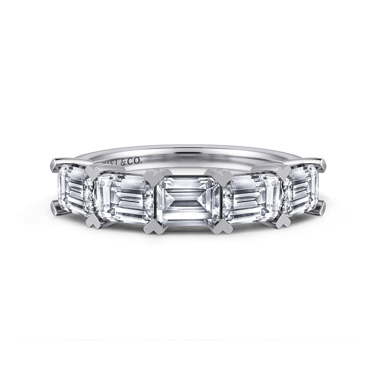 Straight Wedding Ring in 14k White Gold with  Natural Diamond at Gabriel & Co. - Shot 1
